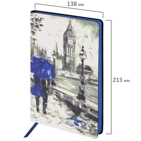 Ежедневник недатированный А5 (138х213 мм), BRAUBERG VISTA, под кожу, гибкий, 136 л., &quot;London&quot;, 111993