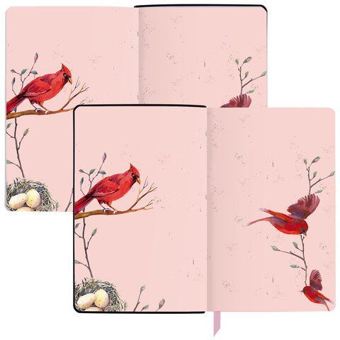 Ежедневник недатированный А5 (138х213 мм), BRAUBERG VISTA, под кожу, гибкий, 136 л., &quot;Birds&quot;, 112021
