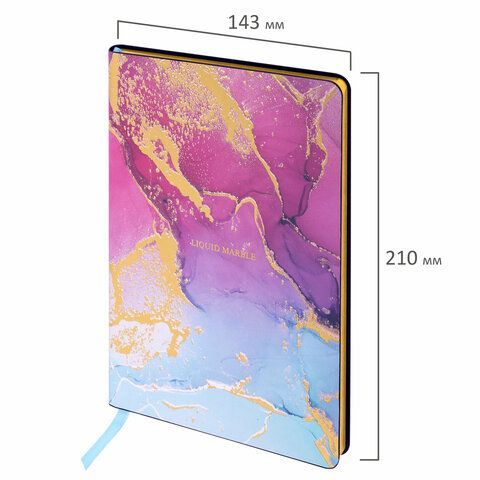 Блокнот А5 (143x210 мм), BRAUBERG VISTA &quot;Marble&quot;, под кожу, гибкий, 80 л., 112063