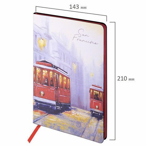 Блокнот А5 (143x210 мм), BRAUBERG VISTA &quot;San Francisco&quot;, под кожу, гибкий, 80 л., 112070