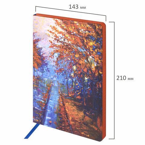 Блокнот А5 (143x210 мм), BRAUBERG VISTA &quot;Aqua Autumn&quot;, под кожу, гибкий, 80 л., 112072