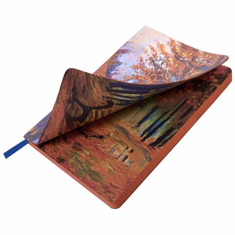 Блокнот А5 (143x210 мм), BRAUBERG VISTA &quot;Aqua Autumn&quot;, под кожу, гибкий, 80 л., 112072