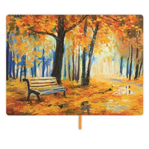 Блокнот А5 (143x210 мм), BRAUBERG VISTA &quot;Aqua Autumn&quot;, под кожу, гибкий, 80 л., 112072