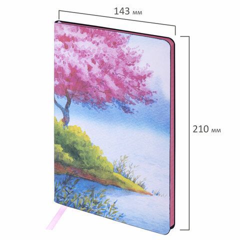 Блокнот А5 (143x210 мм), BRAUBERG VISTA &quot;Spring weather&quot;, под кожу, гибкий, 80 л., 112073