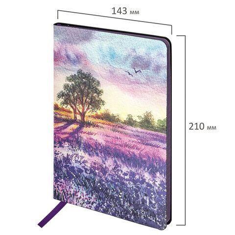 Блокнот А5 (143x210 мм), BRAUBERG VISTA &quot;Violet&quot;, под кожу, гибкий, 80 л., 112074