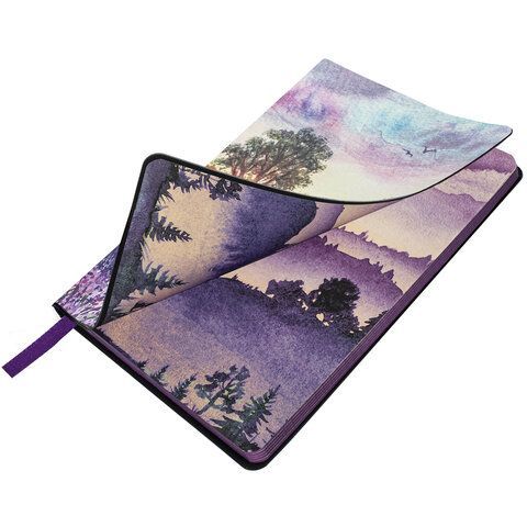 Блокнот А5 (143x210 мм), BRAUBERG VISTA &quot;Violet&quot;, под кожу, гибкий, 80 л., 112074