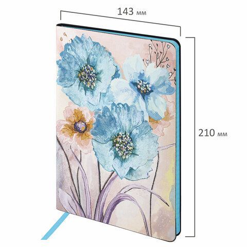 Блокнот А5 (143x210 мм), BRAUBERG VISTA &quot;Delicate flowers&quot;, под кожу, гибкий, 80 л., 112077