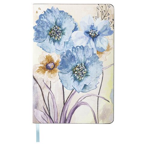 Блокнот А5 (143x210 мм), BRAUBERG VISTA &quot;Delicate flowers&quot;, под кожу, гибкий, 80 л., 112077