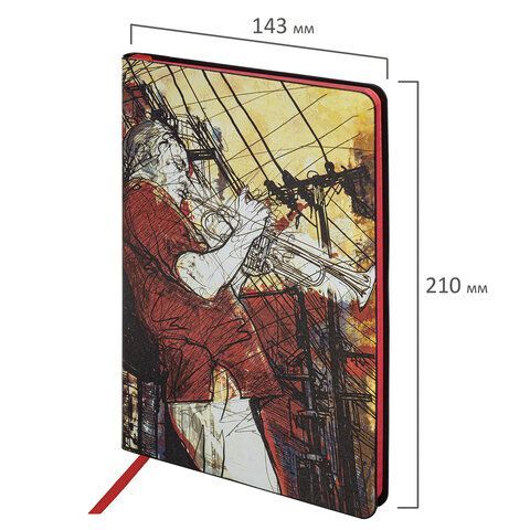 Блокнот А5 (143x210 мм), BRAUBERG VISTA &quot;Jazz&quot;, под кожу, гибкий, 80 л., 112089