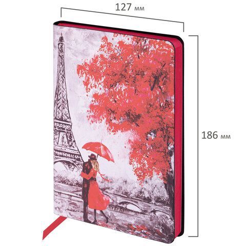 Ежедневник недатированный B6 (127х186 мм), BRAUBERG VISTA, под кожу, гибкий, 136 л., &quot;Paris&quot;, 112106