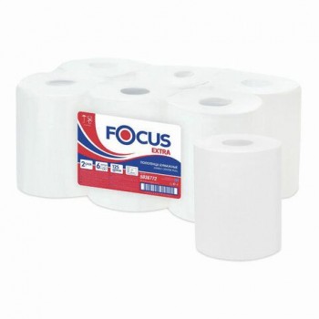 Полотенца бумажные с центральной вытяжкой 125 м FOCUS (Система М2) Jumbo, 2-слойные, белые, КОМПЛЕКТ 6 рулонов, 5036772