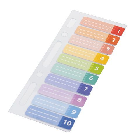 Закладки клейкие BRAUBERG, 44х12 мм, 100 штук (10 цветов х 10 листов), на пластиковой линейке 15 см, 112428