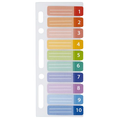 Закладки клейкие BRAUBERG, 44х12 мм, 100 штук (10 цветов х 10 листов), на пластиковой линейке 15 см, 112428
