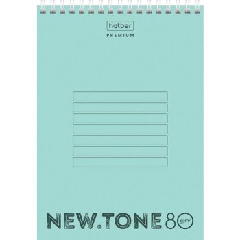 Блокнот А5 146х205 мм, 80 л., гребень, пластик, клетка, HATBER 4 шт. Premium, NEWtone Мята, 80Б5A1гр_05039