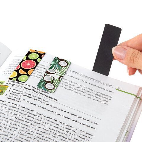 Закладки для книг МАГНИТНЫЕ, &quot;FRUITS&quot;, набор 6 шт., 60x20 мм, BRAUBERG, 113160