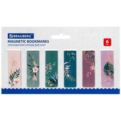 Закладки для книг МАГНИТНЫЕ, &quot;TROPICS&quot;, набор 12 шт., 60x20 мм, BRAUBERG, 113172