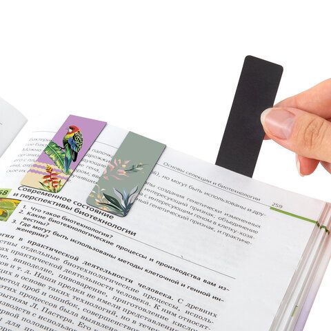 Закладки для книг МАГНИТНЫЕ, &quot;TROPICS&quot;, набор 12 шт., 60x20 мм, BRAUBERG, 113172