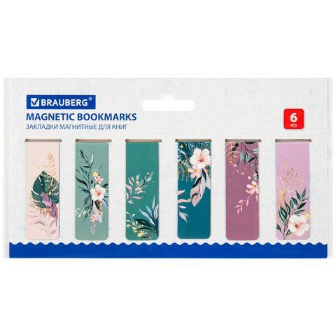Закладки для книг МАГНИТНЫЕ, &quot;TROPICS&quot;, набор 12 шт., 60x20 мм, BRAUBERG, 113172