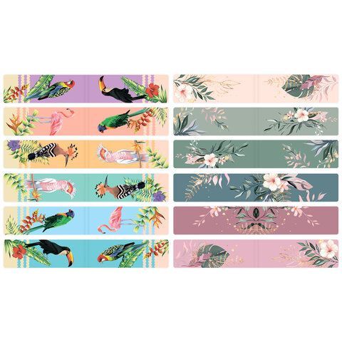 Закладки для книг МАГНИТНЫЕ, &quot;TROPICS&quot;, набор 12 шт., 60x20 мм, BRAUBERG, 113172