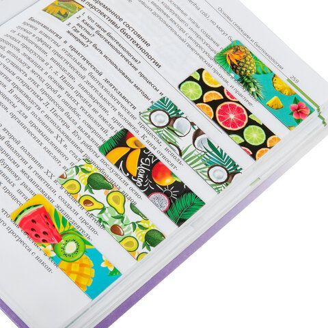 Закладки для книг МАГНИТНЫЕ, &quot;FRUITS&quot;, набор 12 шт., 60x20 мм, BRAUBERG, 113173