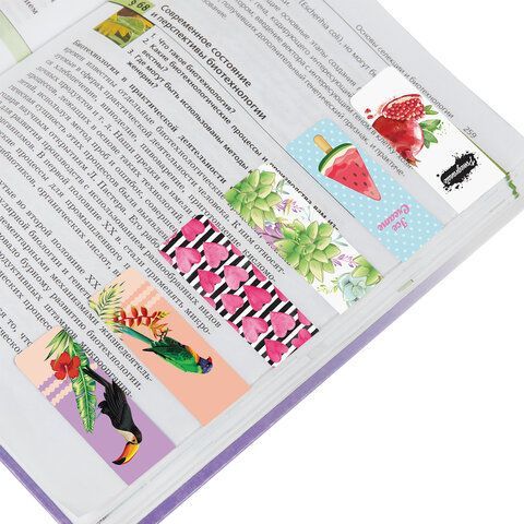 Закладки для книг МАГНИТНЫЕ, &quot;MIX&quot;, набор 30 шт., 60x20 мм, BRAUBERG, 113175