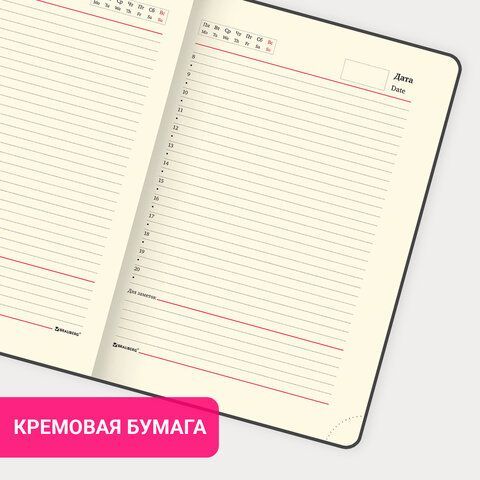 Ежедневник недатированный А5 138х213 мм BRAUBERG &quot;Status&quot;, под кожу, 160 л., темно-синий, 113362