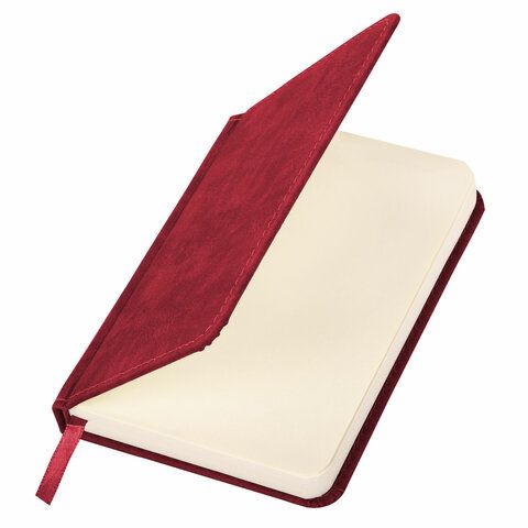 Ежедневник недатированный МАЛЫЙ 100х150 мм А6 BRAUBERG &quot;Status&quot;, под кожу, 160 л., красный, 113367