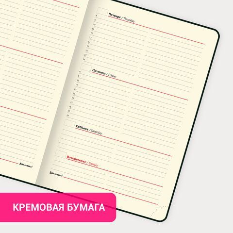 Еженедельник недатированный А5 145х215 мм BRAUBERG &quot;Status&quot;, под кожу, 64 л., темно-синий, 113371