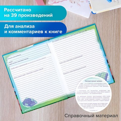 Дневник читательский А5 40 л., твердый, глянцевая ламинация, цветной блок, BRAUBERG, &quot;Замок&quot;, 113449