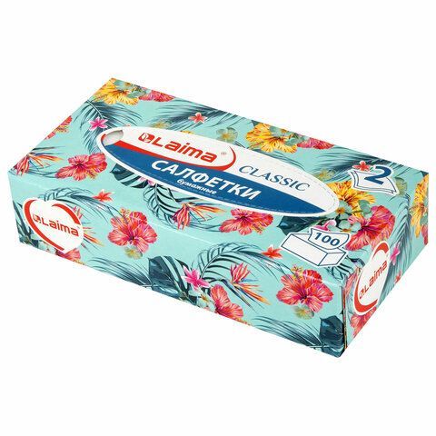 Салфетки косметические 100 шт. в картонном боксе 2-слойные, LAIMA 3 шт. &quot;Everyday&quot;, 20х20 см, 113588
