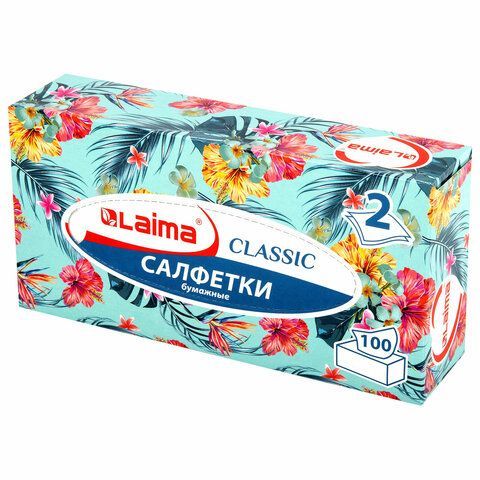 Салфетки косметические 100 шт. в картонном боксе 2-слойные, LAIMA 3 шт. &quot;Everyday&quot;, 20х20 см, 113588