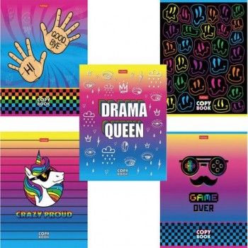 Тетрадь А5, 48 л., HATBER 10 шт., скоба, клетка, обложка картон, "CrazyColor" (5 видов в спайке), 48Т5В1