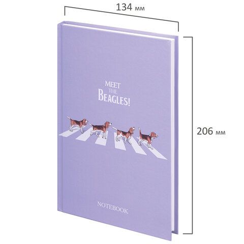 Блокнот А5 134х206 мм, 80 л., твердый, клетка, выборочный лак, STAFF, &quot;Beagles&quot;, 114424