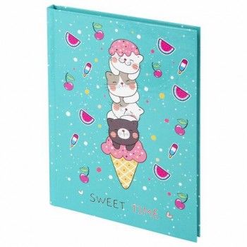 Блокнот МАЛЫЙ ФОРМАТ (110х147 мм), А6, 80 л., твёрдый, клетка, BRAUBERG KIDS 3 шт., "Котики", 114443