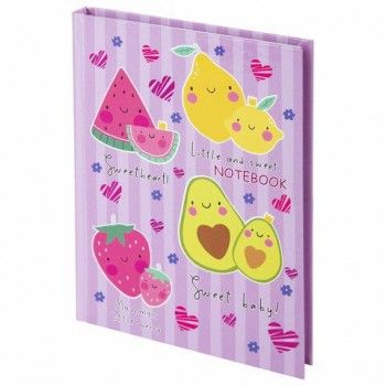 Блокнот МАЛЫЙ ФОРМАТ (110х147 мм), А6, 80 л., твёрдый, клетка, BRAUBERG KIDS 3 шт., "Фруктики", 114444