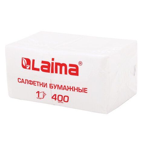 Салфетки бумажные 400 шт., 24х24 см, &quot;Big Pack&quot;, белые, 100% целлюлоза, LAIMA, 114724