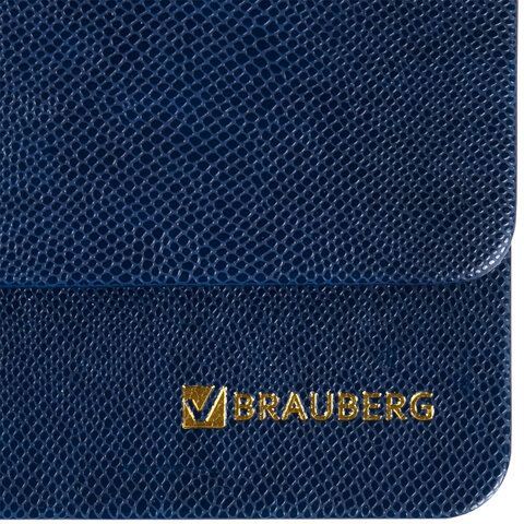 Планинг датированный 2024 305х140 мм, BRAUBERG &quot;Iguana&quot;, под кожу, синий, 114810