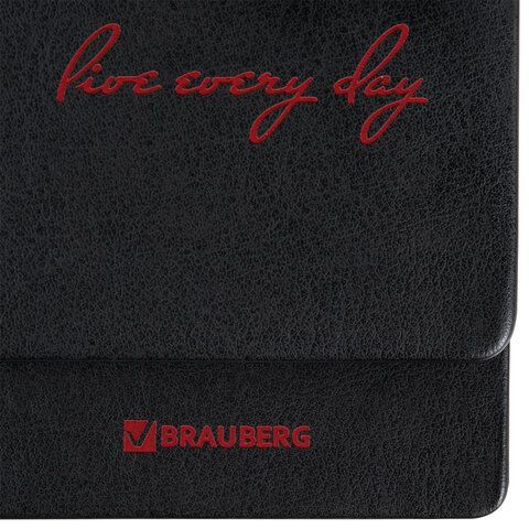 Планинг датированный 2024 305х140 мм, BRAUBERG &quot;Chameleon&quot;, под кожу, черный/красный, 114818
