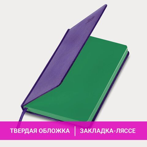 Ежедневник датированный 2024 А5 138x213 мм, BRAUBERG &quot;Rainbow&quot;, под кожу, сиреневый, 114873
