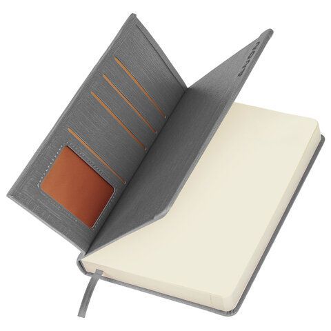 Ежедневник датированный 2024 А5 138x213 мм, BRAUBERG &quot;Flap&quot;, под кожу, органайзер, серый, 114971