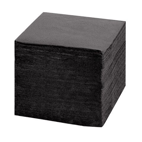 Салфетки бумажные 400 шт., 24х24 см, &quot;Big Pack&quot;, черные, 100% целлюлоза, LAIMA, 115401
