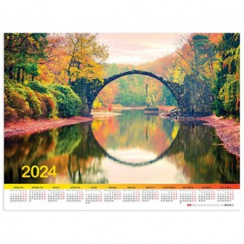 Календарь настенный листовой на 2024 г., формат А2 60х45 см, "Прогулка в парке", HATBER 15 шт., Кл2_09958