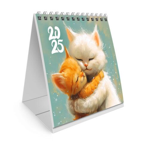 Календарь-домик настольный на гребне, 2025г, BRAUBERG 3 шт., 101х101мм, Котики, 116266