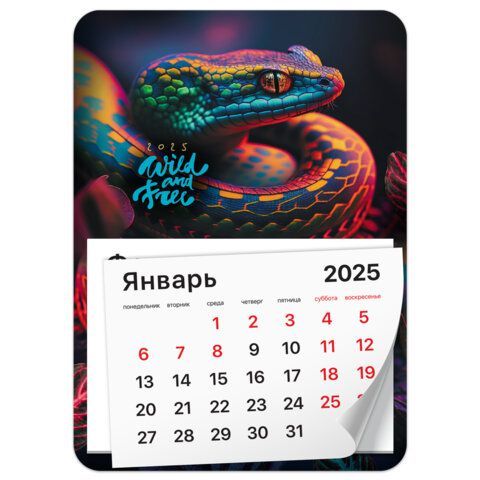 Календарь отрывной на магните 2025, BRAUBERG 3 шт., 130Х180мм, склейка, Символ года, 116279