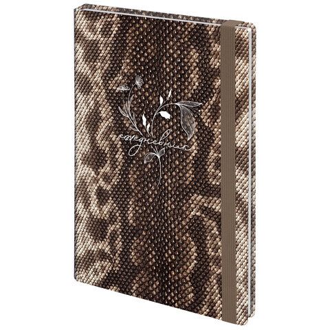Ежедневник недатированный с резинкой А5 145х203мм, BRAUBERG, твердый, 128л, Snake print, 116286