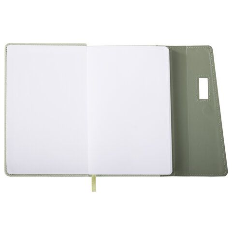 Ежедневник недатированный А5 145х215мм BRAUBERG Stitch, под кожу, магнит, 160л, оливковый, 116588