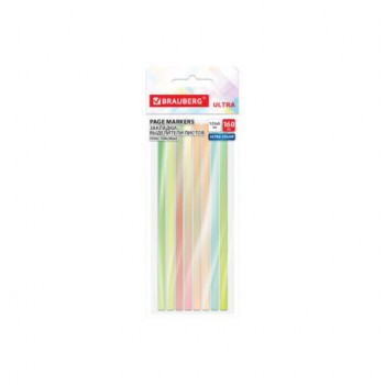 Закладки клейкие выделители текста BRAUBERG 12 шт. ULTRA COLOR, 135х5мм, 160 штук (8 цветов х 20 листов), 116685