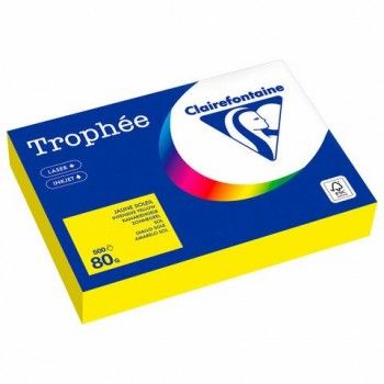 Бумага цветная CLAIREFONTAINE, А4, 80 г/м2, 500 л., интенсив, ярко-желтый, Франция, 1, 1877PC