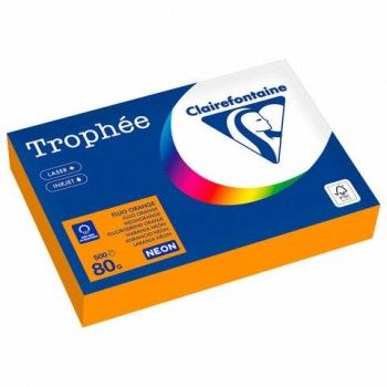 Бумага цветная CLAIREFONTAINE, А4, 80 г/м2, 500 л., неон, оранжевый, Франция, 2978PC