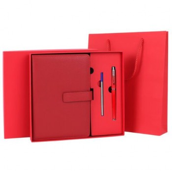 Ежедневник в подарочном наборе 5в1 А5 145x212мм BRAUBERG "President", под кожу, 160 листов, красный, 116851